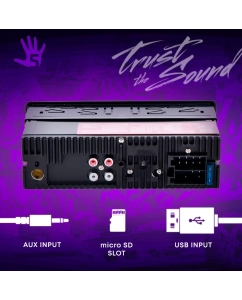 Купить Автомагнитола FIVE F24G (1din/зеленая/Bluetooth/USB/AUX/SD/FM/4*50)  в E-mobi