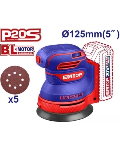 Купить Аккумуляторная эксцентриковая шлифмашина emtop ELROS2002 в E-mobi