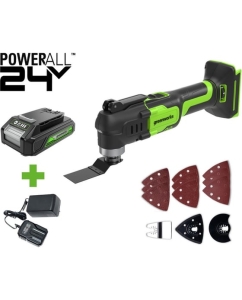 Купить Мультитул GreenWorks G24MT, 24V, QOIS, 5000-18000/мин, 3,2, LED, оснастка 13 шт, 1x2Ач,ЗУ, коробка 3400307VUA в E-mobi