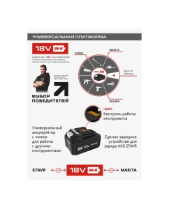 Купить Аккумулятор Ставр 5.0 Ач с USB, 18V UNI-M, SB 18-5-USB, 9090218017  в E-mobi