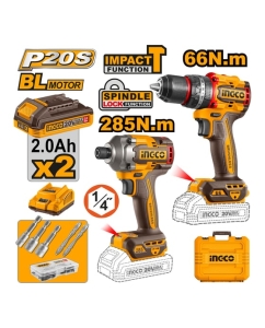 Купить Набор аккумуляторного инструмента INGCO 20В 2 шт INDUSTRIAL CKLI20277  в E-mobi