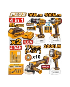 Купить Набор аккумуляторного инструмента INDUSTRIAL 4 шт 20В INGCO COSLI241292  в E-mobi