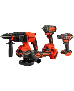 Купить Набор KINGQUEEN 4 пред, 2 АКБ, УШМ 125мм, Гайковерт 500Нм, Шуруповерт 50Нм, Перфоратор KQ-TS411  в E-mobi