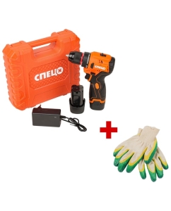 Купить Дрель-шуруповерт Спец БДА-16-Б, аккуммуляторная,бесщеточная,16В, 2аккум *2,0Ач, 45Нм, реверс + перчатки СПЕЦ-4192/И-8076-И  в E-mobi