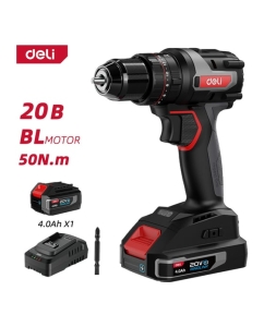 Купить Профессиональный бесщеточный ударный шуруповерт DELI DE-CZ20-2A4 (1 АКБ, 4Ач х 20В +ЗУ, 10мм, 50Нм, сумка) 168693 в E-mobi