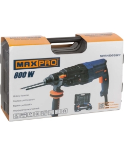 Купить Перфоратор монтажный MAX-PRO 800 Вт, 0-1100 об/мин, 2,8 Дж, 3 режима, Д/Б/М-30/26/13, 3,4 кг, SDS-PLUS, антивибрационная ручка, резиновые вставки, рез 85084  в E-mobi
