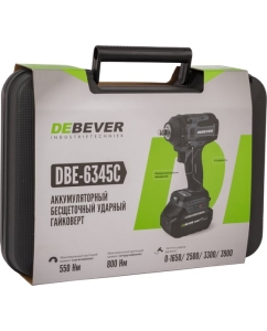 Купить Гайковерт аккумуляторный Debever бесщеточный, ударный, квадрат 1/2,550Nm, 20B; в компл. АКБ 4,0 а/ч; з/у 4,0 а/ч DBE-6345CKIT  в E-mobi