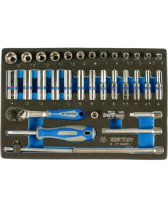 Купить Набор торцевых головок с принадлежностями 1/4" KING TONY ложемент, 34 предмета 9-2534MRV  в E-mobi