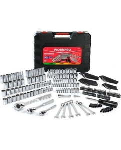 Купить Набор инструментов механика WORKPRO (трещотки PRO CR-V 1/4, 3/8, 1/2, CR-Mo, 45 зубов, метрический, дюймовый, S2-230 предметов , КЕЙС) WP202537 в E-mobi