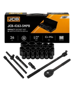Купить Набор инструментов ударных JCB 26 предметов 1/2 (6гр.) (8-32мм, Cr-Mo), в металлическом кейсе JCB-4263-5MPB(64920) в E-mobi