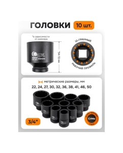 Купить Набор инструментов 15 предметов 3/4 (12гр.) FORSTIME FT-6143-9MPB(62523)  в E-mobi