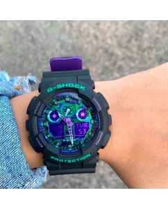 Купить Японские наручные часы Casio G-SHOCK GA-100BL-1AER с хронографом  в E-mobi