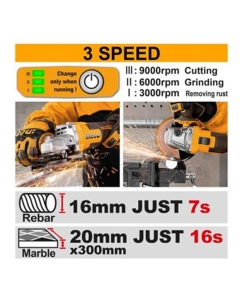 Купить Аккумуляторная УШМ INGCO б/щ 115 мм (4) INDUSTRIAL CAGLI271532  в E-mobi