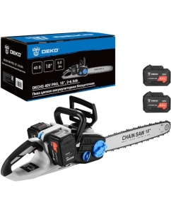 Купить Пила цепная аккумуляторная бесщеточная DEKO DKCHS 40V PRO, 18, 2x20В, 2x6.0Ач, двойное з/у 085-2021 в E-mobi