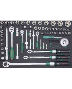 Купить Набор ключей динамометрических Jonnesway T27166SV 1/4DR 2-10 Нм, 3/8DR 10-60 Нм , 1/2DR 40-200 Hм и головок торцевых с аксессуарами в EVA ложементе, 66 предметов 046903 в E-mobi