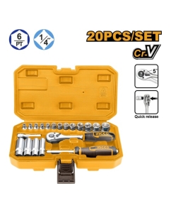 Купить Набор инструментов INGCO 1/4 20 пред., INDUSTRIAL HKTS14201  в E-mobi
