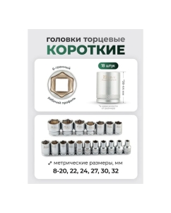 Купить Набор головок с трещоткой в пласт. держателе Rockforce 20 предметов 1/2, 8-32мм, 6-граней RF-019-5MSA(11864)  в E-mobi