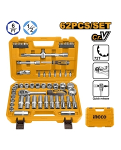 Купить Набор головок с трещоткой INGCO INDUSTRIAL 1/2 62 шт (4) HKTS12602 в E-mobi