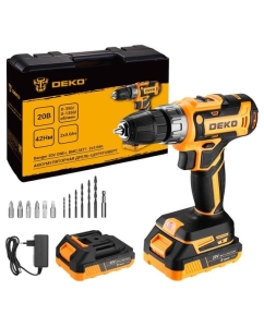 Купить Аккумуляторная дрель-шуруповерт DEKO Banger 20V ONE+ 13 предметов в кейсе, 2x3.0Ач 083-1109 в E-mobi