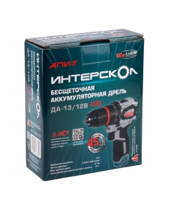Купить Бесщеточная аккумуляторная дрель-шуруповерт Интерскол ДА-13/12В 45 Li-ion АПИ (картон, без аккум. и ЗУ) 950.0.0.70  в E-mobi