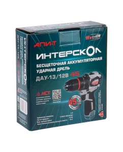 Купить Бесщеточная аккумуляторная дрель-шуруповерт Интерскол Интерскол ДАУ-13/12В 45 Li-ion АПИ (картон, без аккум. и ЗУ) 951.0.0.70  в E-mobi