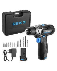 Купить Аккумуляторная дрель-шуруповерт DEKO DKCD12V PRO в кейсе + оснастка 13 шт, 12В, 2x2.0Ач 083-1007 в E-mobi