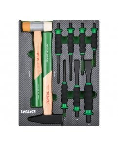 Набор инструментов TOPTUL молоток, выколотки и зубила, 9 предметов в мягком ложементе GEB0906 | emobi