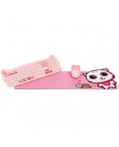 Клавиатура+мышь беспроводная DEXP Pink Cats розовый | emobi