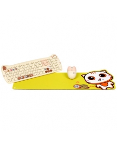 Купить Клавиатура+мышь беспроводная DEXP Yellow Cats желтый в E-mobi