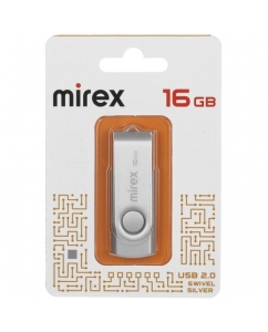 Память USB Flash Mirex SWIVEL Type-A, USB 2.0, 16 Gb, пластик+сталь, серебро | emobi