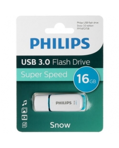 Память USB Flash PHILIPS SNOW3.0 Type-A, 3.0, 16 Gb, пластик, белый/синий | emobi