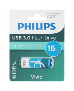 Память USB Flash PHILIPS VIVID3.0 Type-A, 3.0, 16 Gb, пластик, белый/синий | emobi
