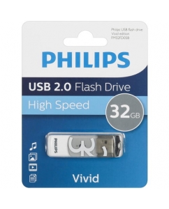 Память USB Flash PHILIPS VIVID2.0 Type-A, 2.0, 32 Gb, пластик, белый/серый | emobi