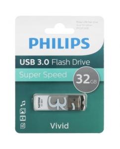 Память USB Flash PHILIPS VIVID3.0 Type-A, 3.0, 32 Gb, пластик, белый/серый | emobi