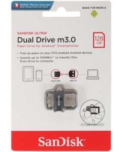 Купить Память OTG USB Flash 128 ГБ SanDisk Ultra Dual m3.0 [SDDD3-128G-G46] в E-mobi