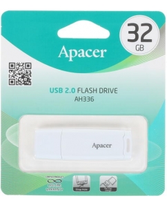 Купить Память USB Flash Apacer AH336 [2.0, 32 Gb, пластик, белый] в E-mobi