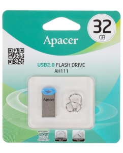 Купить Память USB Flash Apacer AH111 [2.0, 32 Gb, металл, серебро-синий] в E-mobi