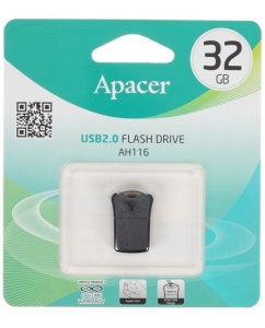 Купить Память USB Flash Apacer AH116 [2.0, 32 Gb, пластик, черный] в E-mobi