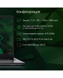 Купить Ноутбук DIGMA Pro Fortis M серый (DN17P3-8DXW03)  в E-mobi