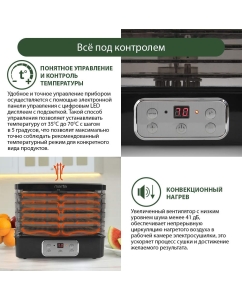 Купить Сушилка для овощей и фруктов Marta MT-1949 black  в E-mobi