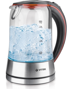Купить Чайник электрический VITEK VT-7005 1.7 л серебристый, прозрачный, оранжевый  в E-mobi