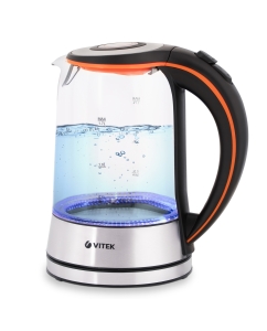 Купить Чайник электрический VITEK VT-7005 1.7 л серебристый, прозрачный, оранжевый  в E-mobi