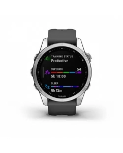 Купить Часы Garmin Fenix 7s серебристый с графитовым силиконовым ремешком  в E-mobi