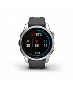 Купить Часы Garmin Fenix 7s серебристый с графитовым силиконовым ремешком  в E-mobi
