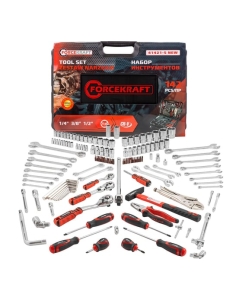 Купить Набор инструментов Forcekraft 1/4&quot;, 3/8&quot;, 1/2&quot;, (6-гр.) 4-32 мм, 142 предмета FK-41421-5 NEW(57366)  в E-mobi
