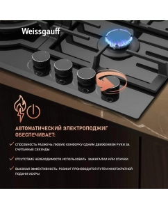 Купить Встраиваемая варочная панель газовая Weissgauff 6441 BG черный  в E-mobi
