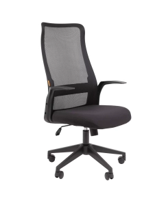 Купить Компьютерное кресло Chairman 573 ткань/сетка, черный/черный с механизмом качания  в E-mobi