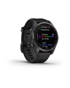Купить Часы Garmin Fenix 7s Sapphire Solar титановый угольно-серый DLC с силиконовым ремешком  в E-mobi