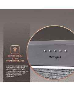 Купить Вытяжка встраиваемая Weissgauff Alpha 60 PB IX серебристая  в E-mobi