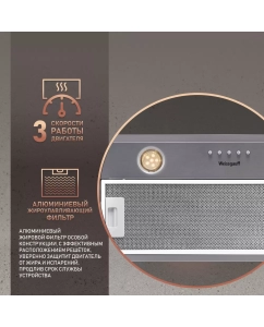 Купить Вытяжка встраиваемая Weissgauff Alpha 60 PB IX серебристая  в E-mobi